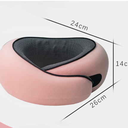 Pink Ergonomic Memory Foam Travel Neck Pillow - U-Shaped Support for Naps & Journeys.
