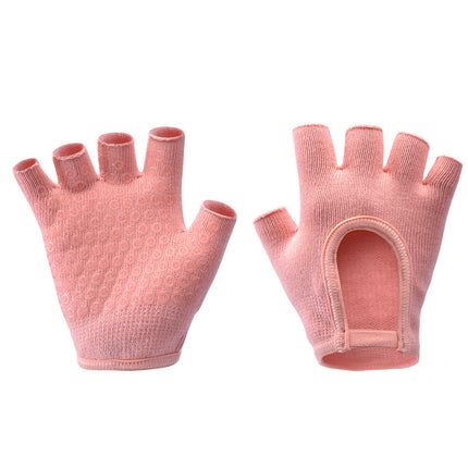 Orange 2-Pack Women's Non-Slip Yoga Gloves - Open Back Half Finger Cotton Stretchy Grip Gloves for Aerial Yoga, Pilates, and Fitness.
