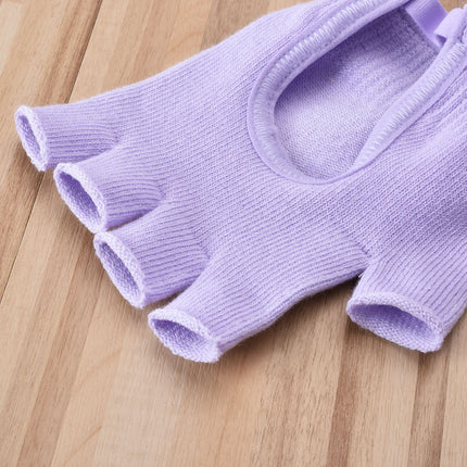Purple 2-Pack Women's Non-Slip Yoga Gloves - Open Back Half Finger Cotton Stretchy Grip Gloves for Aerial Yoga, Pilates, and Fitness.