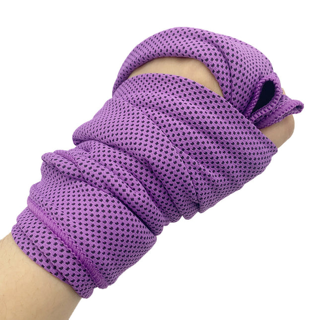 Purple 4-Piece Portable Cooling Towel Set - Quick-Dry Ice-Cool Towel for Sports, Travel, and Heat Relief.