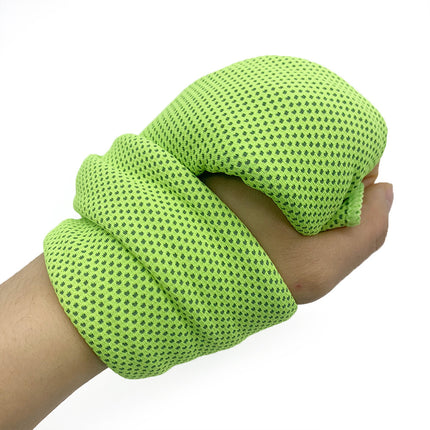 Green 4-Piece Portable Cooling Towel Set - Quick-Dry Ice-Cool Towel for Sports, Travel, and Heat Relief.