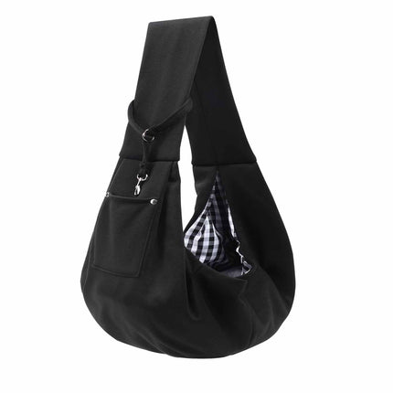 Black Portable Pet Carrier Backpack - Adjustable Shoulder Sling for Small Dogs & Cats (69.85 x 59.94 x 39.88cm) - Breathable Outdoor Travel Bag.