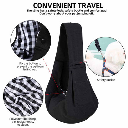 Black Portable Pet Carrier Backpack - Adjustable Shoulder Sling for Small Dogs & Cats (69.85 x 59.94 x 39.88cm) - Breathable Outdoor Travel Bag.