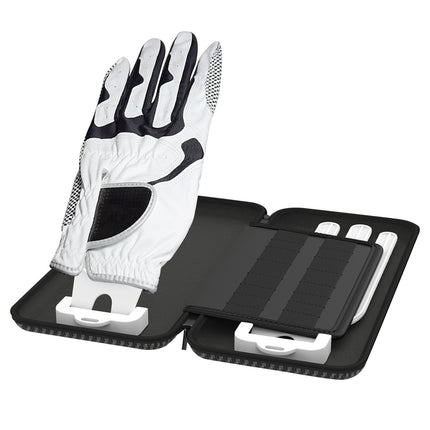Grey Golf Glove Bag with Dual Glove Support Frame & Hook - Convenient Storage for Tees, Ball Markers and Golf Accessories.