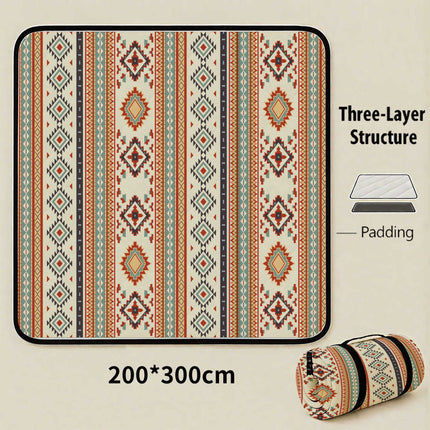 Brunei Darussalam Extra Large 200x200cm Waterproof Picnic Mat - Portable Thickened Oxford Cloth Outdoor Camping Blanket for Beach, Parks and Family Outings.