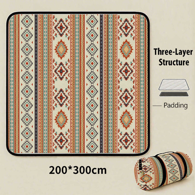Brunei Darussalam Extra Large 200x200cm Waterproof Picnic Mat - Portable Thickened Oxford Cloth Outdoor Camping Blanket for Beach, Parks and Family Outings.