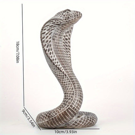 Black Decorative Resin Cobra Statue - Unique Animal Figurine for Home Decor & Creative Gifts.