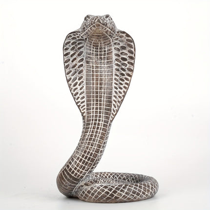 Grey Decorative Resin Cobra Statue - Unique Animal Figurine for Home Decor & Creative Gifts.