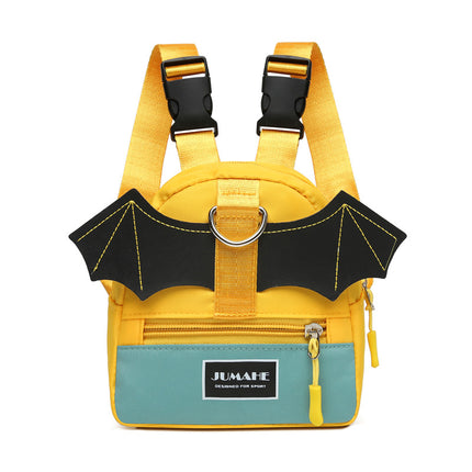 Yellow-green Adorable Bat-Wing Pet Backpack for Dogs | Self-Wearing Snack Pouch | Adjustable Harness Bag with Leash Attachment.
