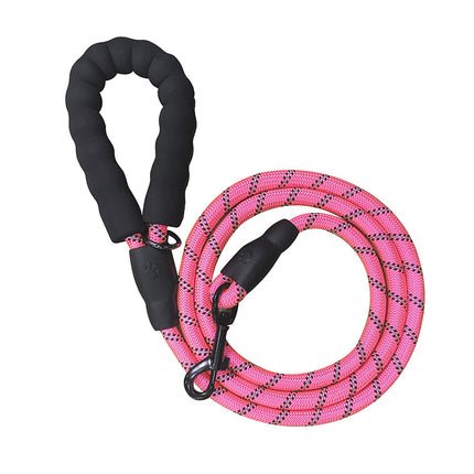 Pink 1.5m Heavy Duty Reflective Dog Leash | Soft Padded Handle | Thickened 1.3cm Climbing Rope Lead for Medium to Large Dogs.