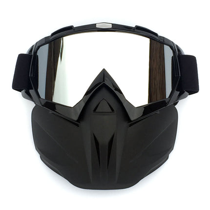 Black Sleek Black Full-Face Snow Goggles with Mirror Lens - Ultimate Protection and Comfort.