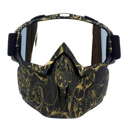 Copper Flower Frame Mercury Piece Sleek Black Full-Face Snow Goggles with Mirror Lens - Ultimate Protection and Comfort.