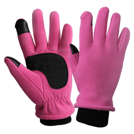 XL Pink Warm Windproof Touchscreen Gloves - Anti-Slip Grip for Winter Cycling & Outdoor Sports.