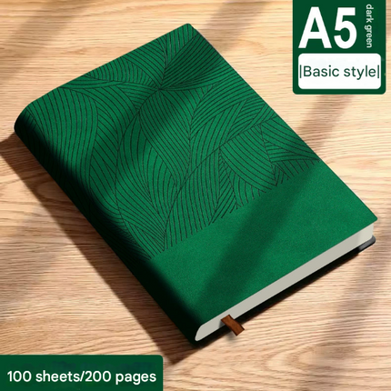 Green 2PCS Premium A5 Business Notebook | Soft Touch Faux Leather Diary | 200 Pages Thickened Journal | Elegant Geometric Pattern.