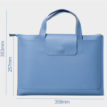 Orange Premium PU Leather Handheld Document Bag | Professional A4 File Organizer | Zippered Business Portfolio Tote.