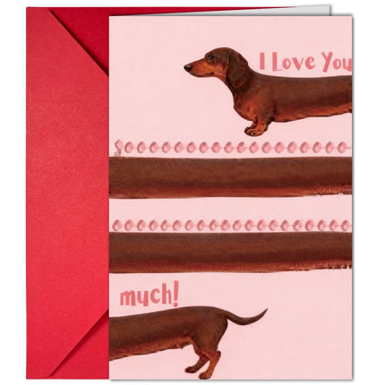 10-Pack Adorable Dachshund Valentine's Day Greeting Cards with Red Envelopes | Funny Long Dog I Love You Anniversary Cards.