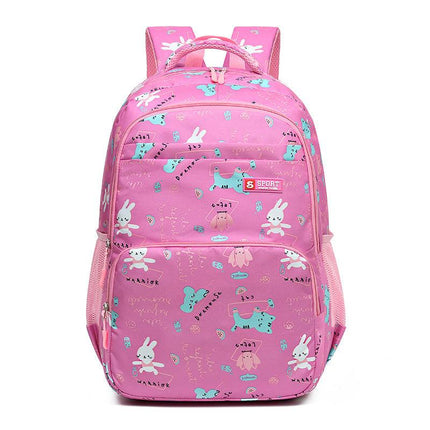 Rose Red Premium Large Capacity Cute Cartoon Student Backpack | Multi-Layered Casual School Bag | Ergonomic Travel Daypack for Kids 46cm.