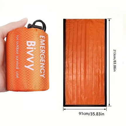 Orange 2-Pack Emergency Thermal Bivvy Sleeping Bag | High-Efficiency Heat Retention Survival Sack | Waterproof & Windproof Portable Shelter for Outdoor Camping 91x213cm.