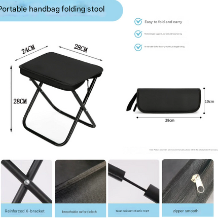 Red Heavy Duty Portable Folding Stool | Compact Lightweight Camping Seat with Carry Bag | Breathable Oxford Fabric for Fishing & Travel.