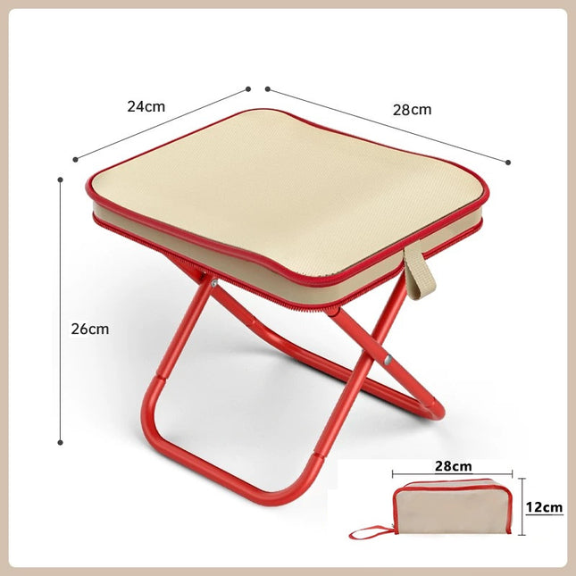 Red Premium 2-Piece Portable Folding Stool Set | Lightweight Compact Camping Chairs | Durable Outdoor Seats for Fishing, Picnics, and Hiking.