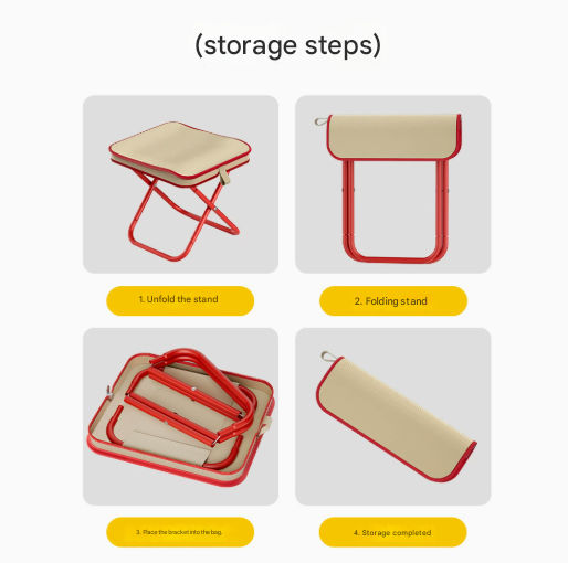 Red Premium 2-Piece Portable Folding Stool Set | Lightweight Compact Camping Chairs | Durable Outdoor Seats for Fishing, Picnics, and Hiking.