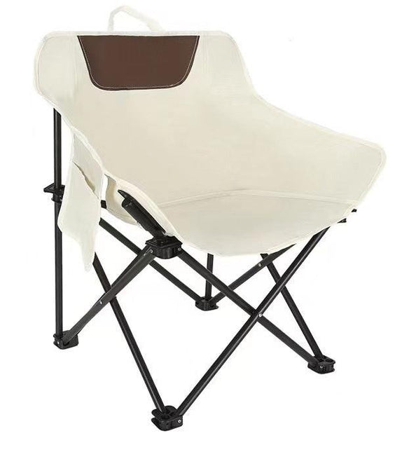 White Outdoor Folding Camping Chair – Portable Lounge Chair, Lightweight Beach Chair, Fishing Stool, and Picnic Seat, Perfect for Outdoor Adventures.