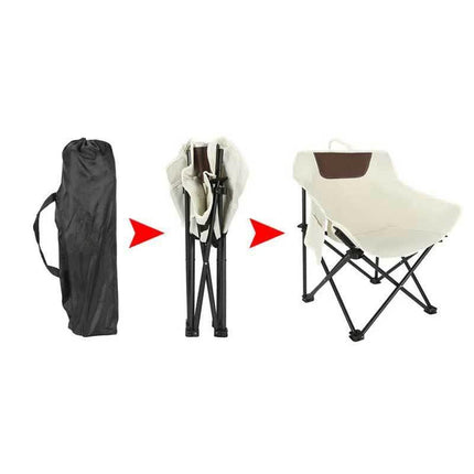 White Outdoor Folding Camping Chair – Portable Lounge Chair, Lightweight Beach Chair, Fishing Stool, and Picnic Seat, Perfect for Outdoor Adventures.
