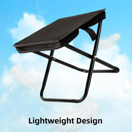 Beige Outdoor Folding Stool with Carrying Handle - Portable Camping Seat, Fishing Chair, Collapsible Zipper Stool for Outdoors, Queueing, and More.