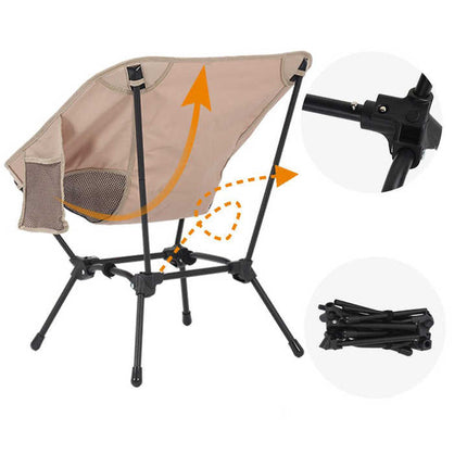 Black Portable Lightweight Folding Beach Chair - Compact Fishing Chair with Square Legs for Outdoor Use.