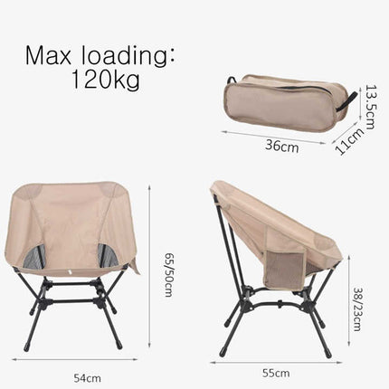 Black Portable Lightweight Folding Beach Chair - Compact Fishing Chair with Square Legs for Outdoor Use.
