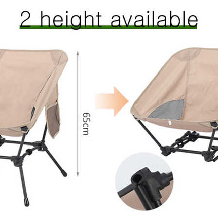 Black Portable Lightweight Folding Beach Chair - Compact Fishing Chair with Square Legs for Outdoor Use.