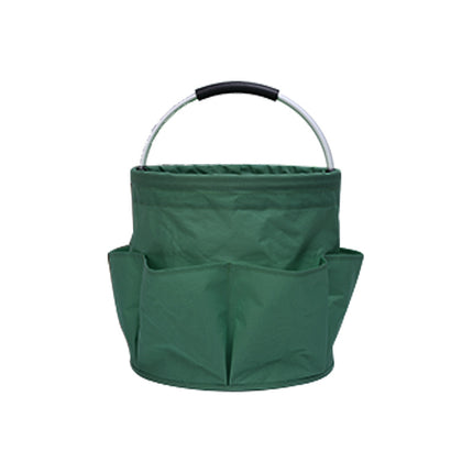 Green 17L Collapsible Handheld Storage Bucket | Multi-Pocket Portable Camping & Picnic Basket | Durable Waterproof Organizer for Beach, Bath and Shopping.