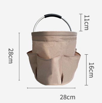 Green 17L Collapsible Handheld Storage Bucket | Multi-Pocket Portable Camping & Picnic Basket | Durable Waterproof Organizer for Beach, Bath and Shopping.