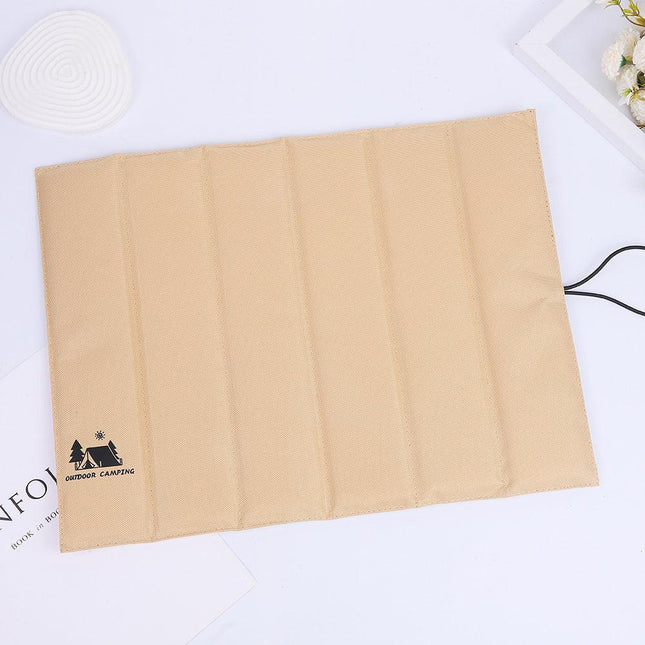 3PCS Beige Portable Outdoor Folding Seat Cushion - 42cm x 32cm for Camping and Hiking.