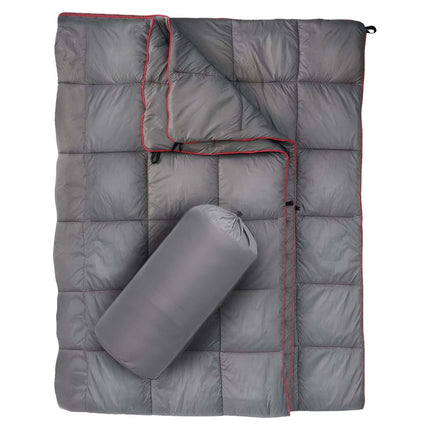 Grey Compact Lightweight Quilted Blanket - Soft, Warm, and Portable for Outdoor Adventures.