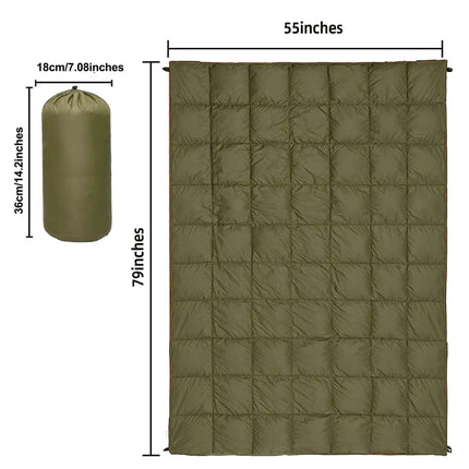 Military Green Compact Lightweight Quilted Blanket - Soft, Warm, and Portable for Outdoor Adventures.