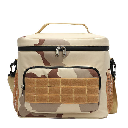 Desert Camouflage Tactical Insulated Camouflage Lunch Bag | Large Capacity Waterproof Oxford Cooler | Portable Thermal Meal Prep Tote for Work and Outdoor.