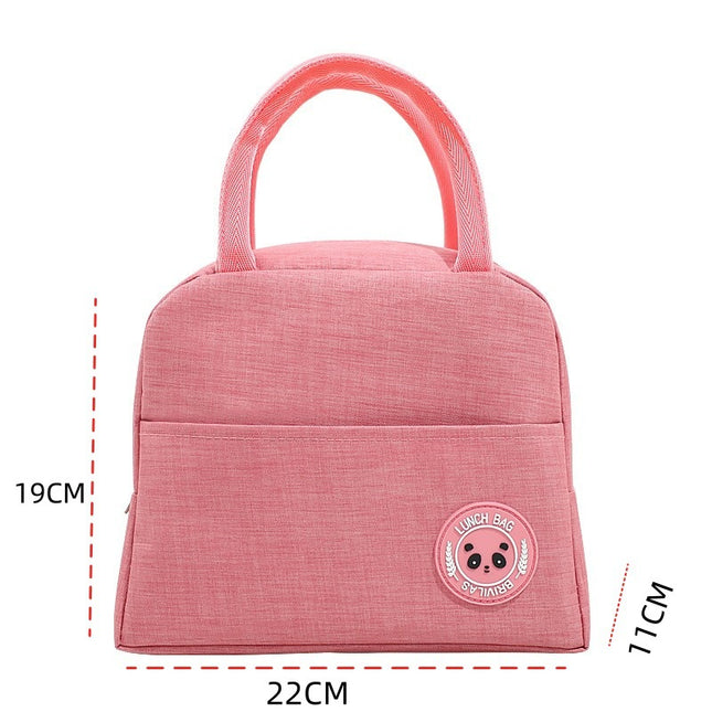 Pink Portable Insulated Lunch Bag for Kids & Adults | Cute Panda Thermal Bento Tote | Lightweight Water-Resistant Meal Prep Bag.