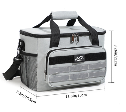Grey Versatile Large-Capacity Picnic Insulated Bag - Detachable Shoulder Strap & Ice Pack.
