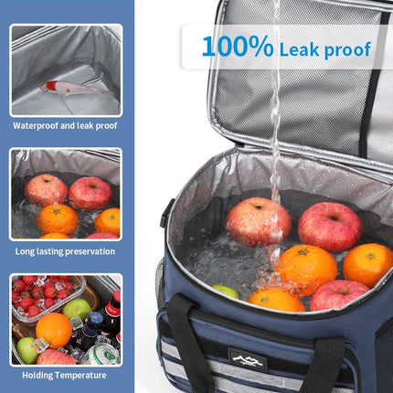 Grey Versatile Large-Capacity Picnic Insulated Bag - Detachable Shoulder Strap & Ice Pack.