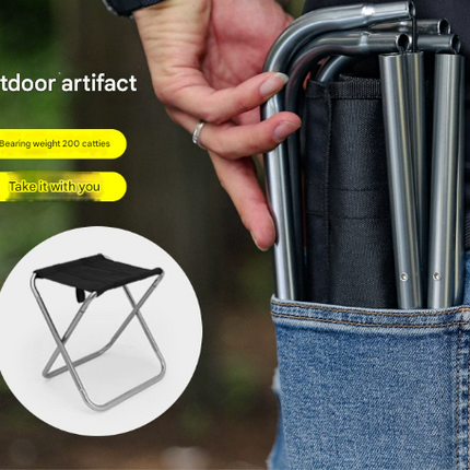 Small Blue Ultralight Portable Folding Camping Stool - Compact Aluminum Chair for Hiking, Fishing & Outdoor Events.