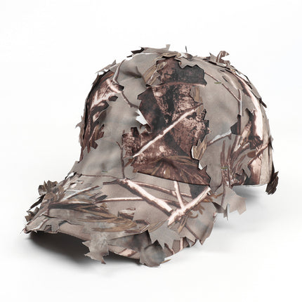 Brown 3D Leaf Camouflage Baseball Cap – American-Style Outdoor Tactical Hat for Hunting, Camping & Survival.