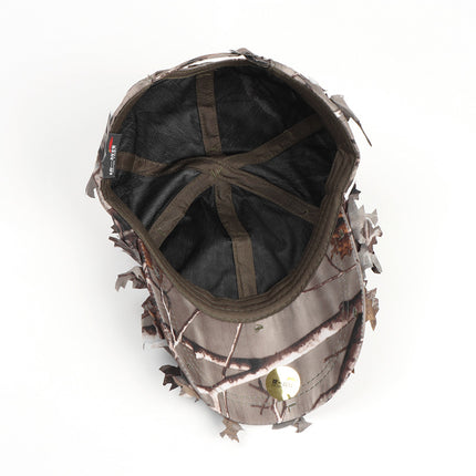Brown 3D Leaf Camouflage Baseball Cap – American-Style Outdoor Tactical Hat for Hunting, Camping & Survival.