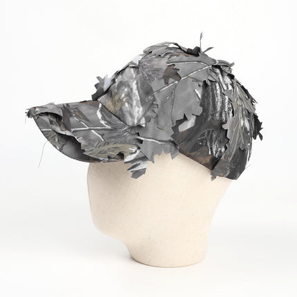 Grey 3D Leaf Camouflage Baseball Cap – American-Style Outdoor Tactical Hat for Hunting, Camping & Survival.