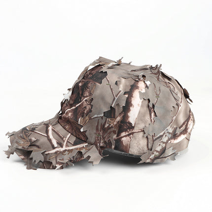 Grey 3D Leaf Camouflage Baseball Cap – American-Style Outdoor Tactical Hat for Hunting, Camping & Survival.