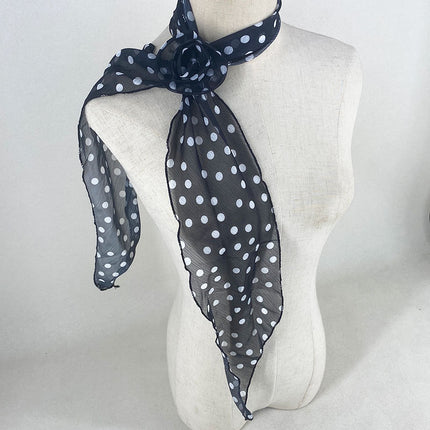 2 Pcs Black Dot Pattern Rose Flower Thin Scarf – Elegant and Versatile Neck Wrap for Women.
