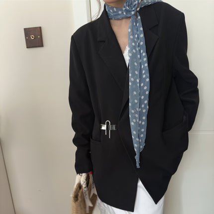 2 Pcs Blue Dot Pattern Rose Flower Thin Scarf – Elegant and Versatile Neck Wrap for Women.