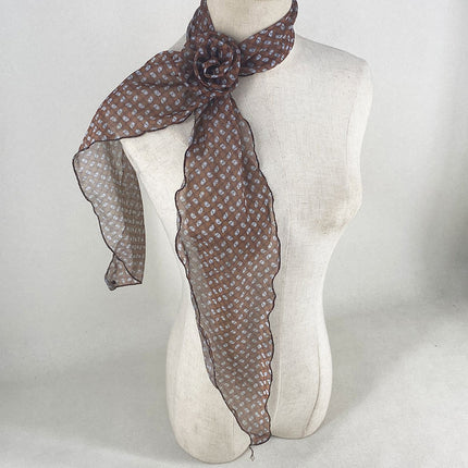 2 Pcs Brown Fruit Pattern Rose Flower Thin Scarf – Elegant and Versatile Neck Wrap for Women.