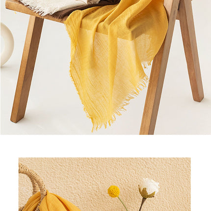 Yellow Cotton and linen scarves - Elegant, solid-color, lightweight shawls, soft and comfortable, suitable for pairing with various outfits..