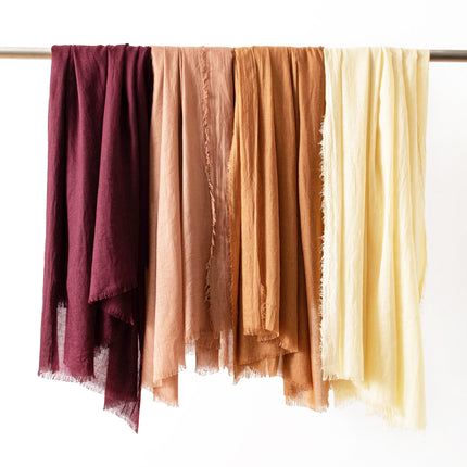 Khaki Cotton and linen scarves - Elegant, solid-color, lightweight shawls, soft and comfortable, suitable for pairing with various outfits..
